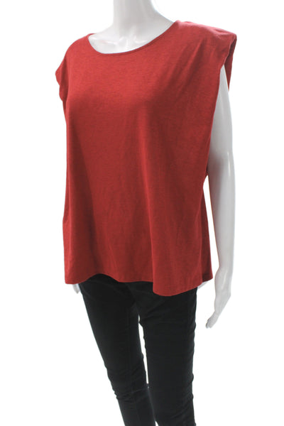Banana Republic Women Basic Red Scoop Neck Sleeveless T-Shirt Size XL