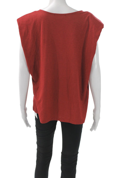 Banana Republic Women Basic Red Scoop Neck Sleeveless T-Shirt Size XL