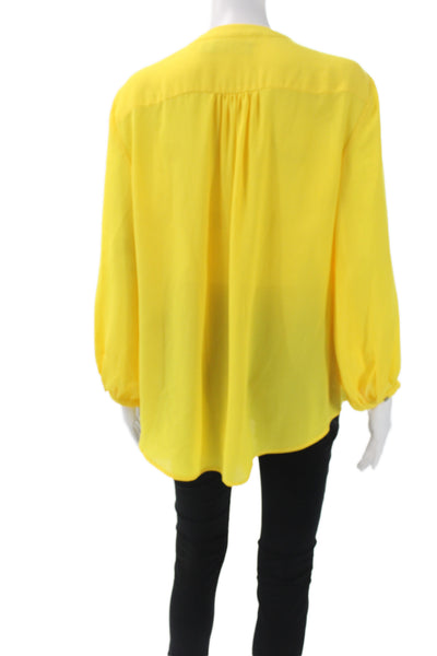 Lauren Ralph Lauren Womens Basic Yellow V-Neck Long Sleeve Blouse Size XL