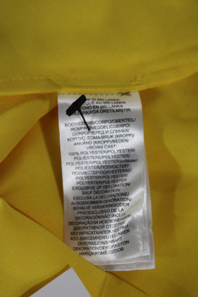 Lauren Ralph Lauren Womens Basic Yellow V-Neck Long Sleeve Blouse Size XL