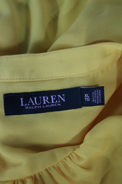 Lauren Ralph Lauren Womens Basic Yellow V-Neck Long Sleeve Blouse Size XL