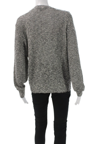 Brooks Brothers Women Gray Cotton Crew Neck Pullover Long Sleeve Solid Size L