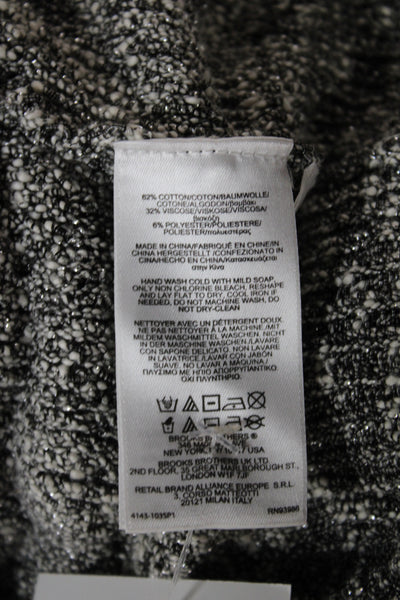 Brooks Brothers Women Gray Cotton Crew Neck Pullover Long Sleeve Solid Size L