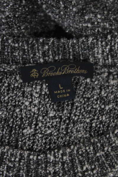 Brooks Brothers Women Gray Cotton Crew Neck Pullover Long Sleeve Solid Size L