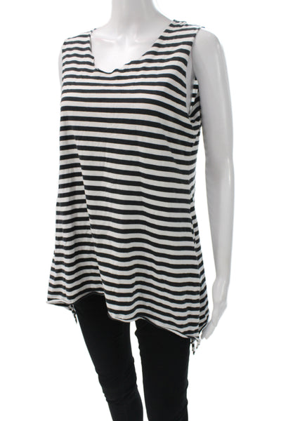 Planet Womens Black Pima Cotton Striped Scoop Neck Sleeveless Tunic Size 3