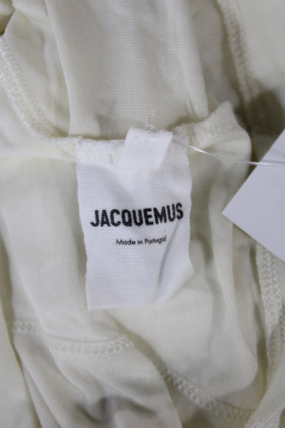 Jacquemus Women Cropped T-Shirt Ivory 100% Cotton Long Sleeve Crew Neck Size S
