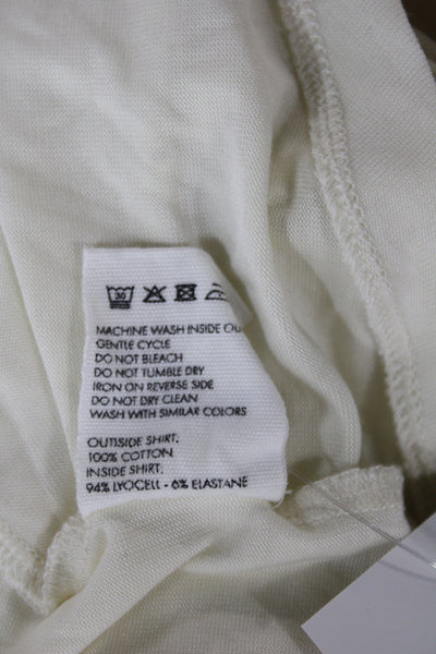Jacquemus Women Cropped T-Shirt Ivory 100% Cotton Long Sleeve Crew Neck Size S