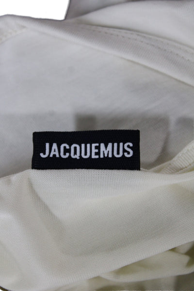 Jacquemus Women Cropped T-Shirt Ivory 100% Cotton Long Sleeve Crew Neck Size S