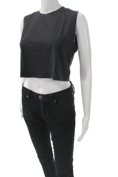 Lululemon Women Sleeveless Black Cotton Crew Neck Basic Tank Size 6