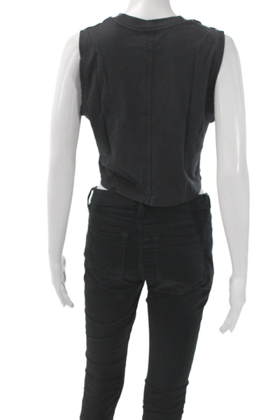 Lululemon Women Sleeveless Black Cotton Crew Neck Basic Tank Size 6
