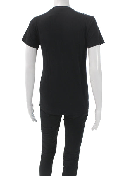 Another Tomorrow Womens Basic Black V-Neck Short Sleeve Organic T-Shirt Size XS