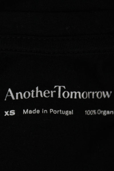 Another Tomorrow Womens Basic Black V-Neck Short Sleeve Organic T-Shirt Size XS