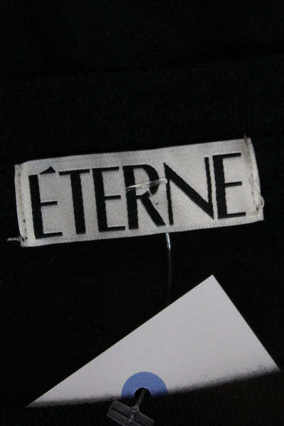 Eterne Women Black Basic T-Shirt Crew Neck Long Sleeve Size S