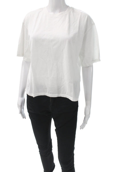 SPRWMN Womens Basic T-Shirt White 100% Cotton Crew Neck Short Sleeve Size XS