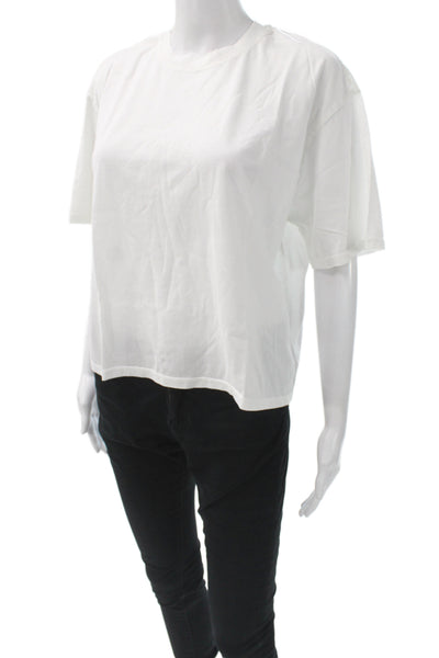 SPRWMN Womens Basic T-Shirt White 100% Cotton Crew Neck Short Sleeve Size XS