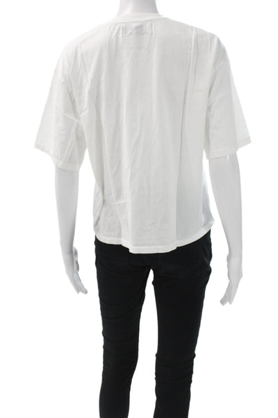 SPRWMN Womens Basic T-Shirt White 100% Cotton Crew Neck Short Sleeve Size XS