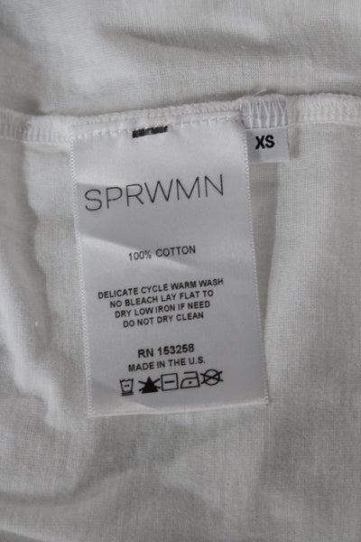 SPRWMN Womens Basic T-Shirt White 100% Cotton Crew Neck Short Sleeve Size XS