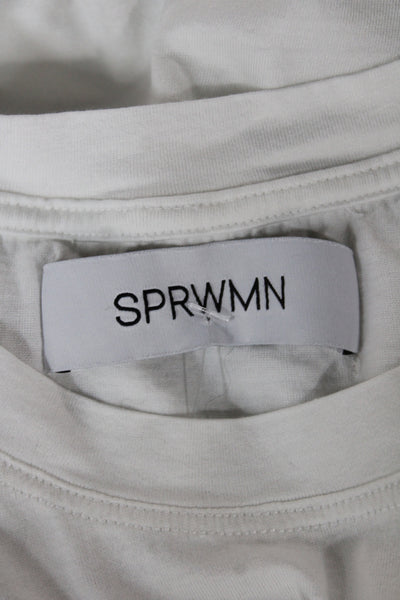 SPRWMN Womens Basic T-Shirt White 100% Cotton Crew Neck Short Sleeve Size XS