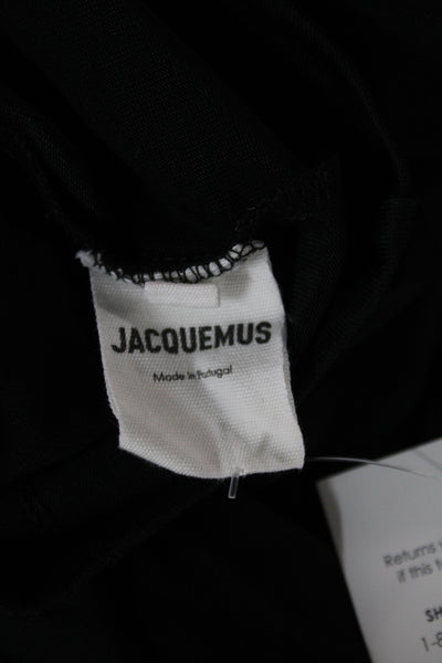 Jacquemus Womens Cropped Black Cotton Crewneck Long Sleeve T-Shirt Size S