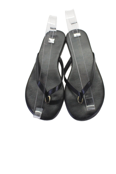 Melissa Odabash Womens Leather Classic Slip-On Thong Flip-Flops Black Size 5