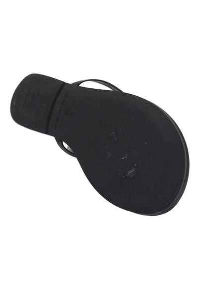 Melissa Odabash Womens Leather Classic Slip-On Thong Flip-Flops Black Size 5