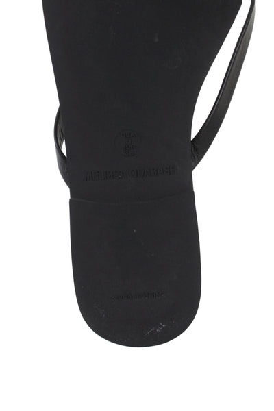 Melissa Odabash Womens Leather Classic Slip-On Thong Flip-Flops Black Size 5