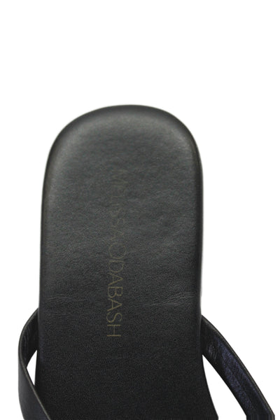 Melissa Odabash Womens Leather Classic Slip-On Thong Flip-Flops Black Size 5