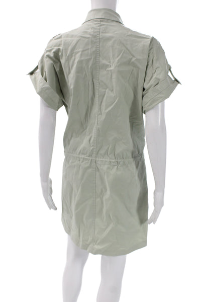 Pistola Women Green Cotton Short Sleeve Collared Romper Size M