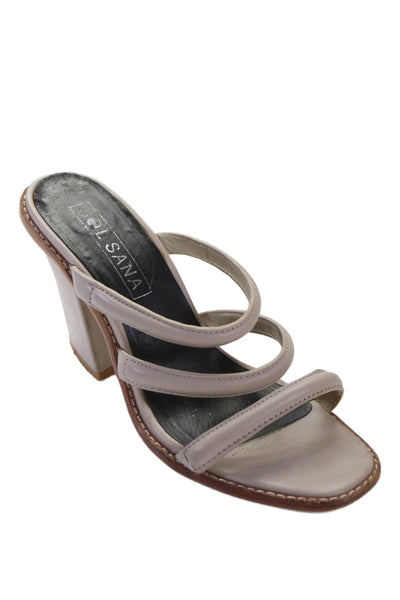 Sol Sana Womens Leather Strappy Slide On Sandals Taupe Size 38 8