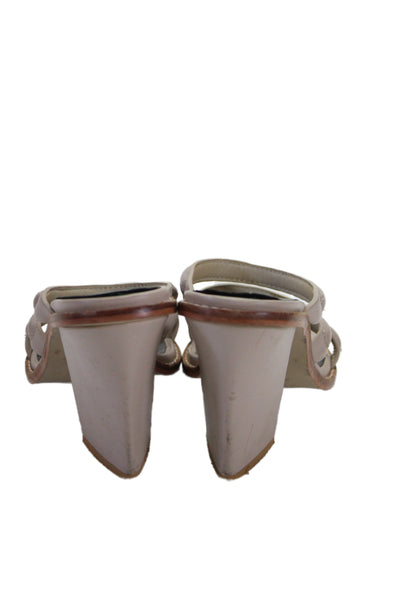 Sol Sana Womens Leather Strappy Slide On Sandals Taupe Size 38 8