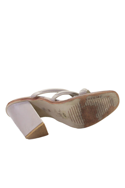 Sol Sana Womens Leather Strappy Slide On Sandals Taupe Size 38 8
