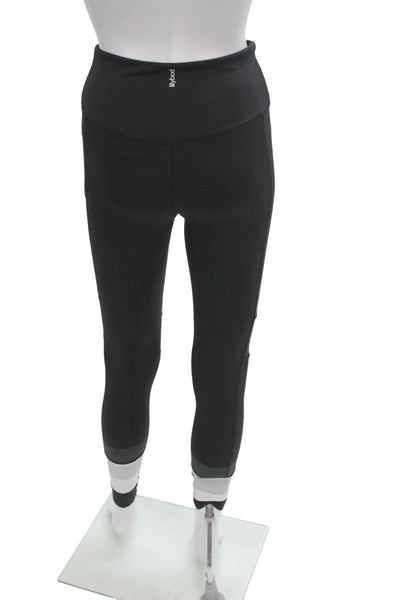 Lilybod Womens Ankle Striped Black Leggings Athleisure Size S