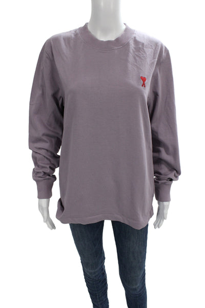 AMI Unisex Adults Basic Purple Organic Cotton Long Sleeve T-Shirt Size M