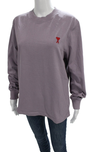 AMI Unisex Adults Basic Purple Organic Cotton Long Sleeve T-Shirt Size M