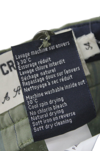 Cremieux Mens Bermuda Shorts Green Linen Solid Military Button Size 54