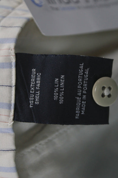 Cremieux Mens Bermuda Shorts Beige 100% Linen Button Closure Summer Size 54