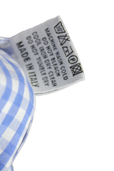 Canali Mens Plaid & Checks Long Sleeve Button-Down Shirt Blue Size 42