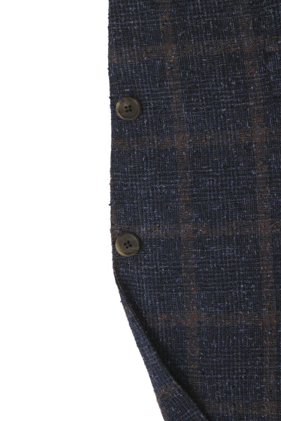 Daniel Cremieux Mens Blue Plaid Linen Blazer Button Size 52