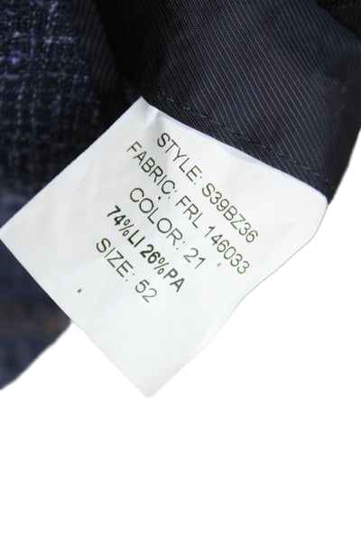Daniel Cremieux Mens Blue Plaid Linen Blazer Button Size 52