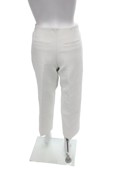 Tory Burch Women Cropped White Polyester Pants Zip Size 2