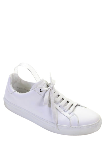 Canali Mens Leather Lace-Up Low-Top Casual Sneakers White Size 15