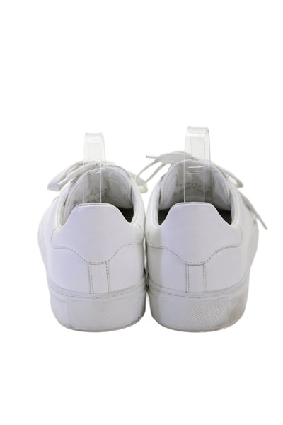 Canali Mens Leather Lace-Up Low-Top Casual Sneakers White Size 15