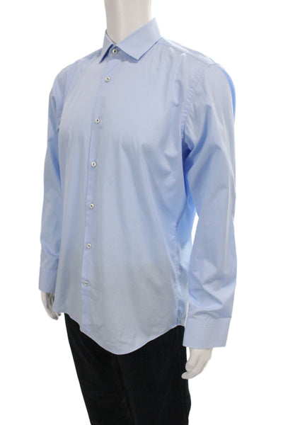 Boss Hugo Boss Men Classic Cotton Blue Dress Shirt Button Long Sleeve Size 39