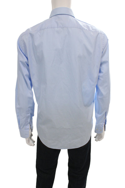 Boss Hugo Boss Men Classic Cotton Blue Dress Shirt Button Long Sleeve Size 39