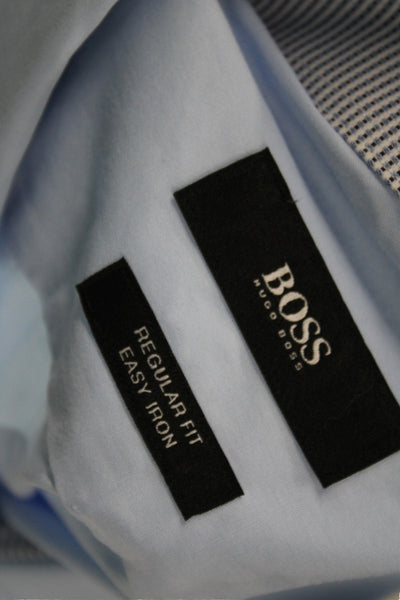 Boss Hugo Boss Men Classic Cotton Blue Dress Shirt Button Long Sleeve Size 39