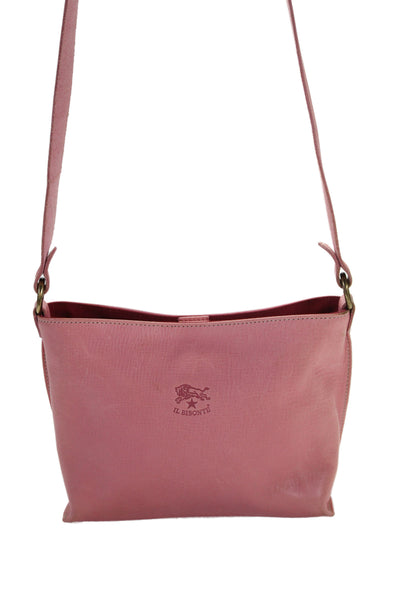 Il Bisonte Womens Leather Leather Adjustable Crossbody Handbag Pink