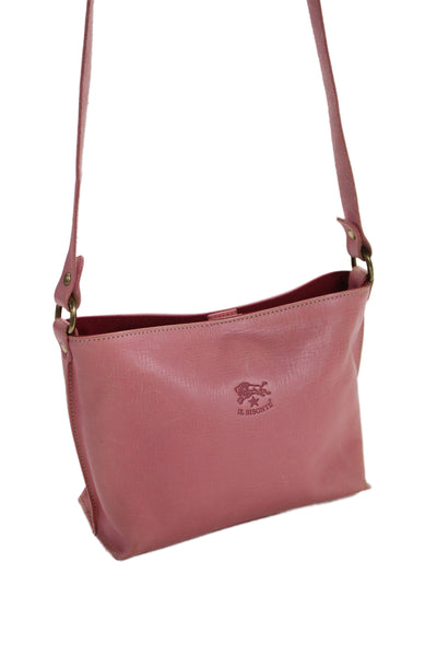 Il Bisonte Womens Leather Leather Adjustable Crossbody Handbag Pink