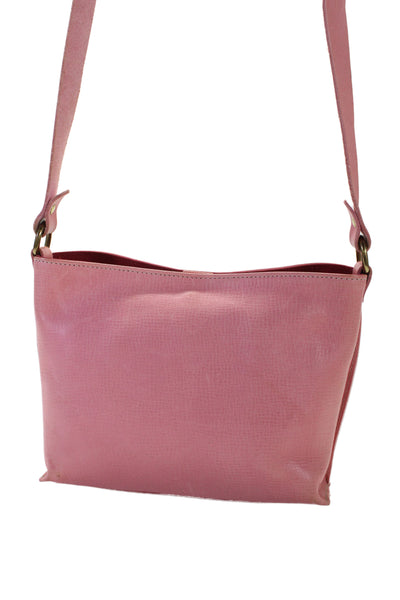 Il Bisonte Womens Leather Leather Adjustable Crossbody Handbag Pink