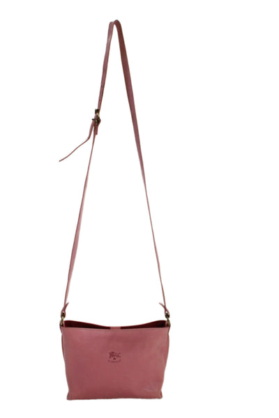 Il Bisonte Womens Leather Leather Adjustable Crossbody Handbag Pink