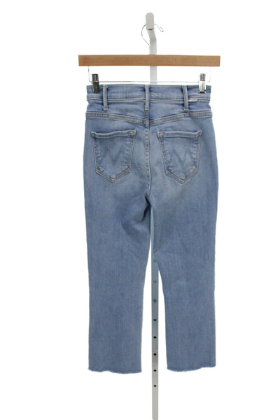 Mother Womens Cropped Jeans Blue High Waist Cotton Size 25